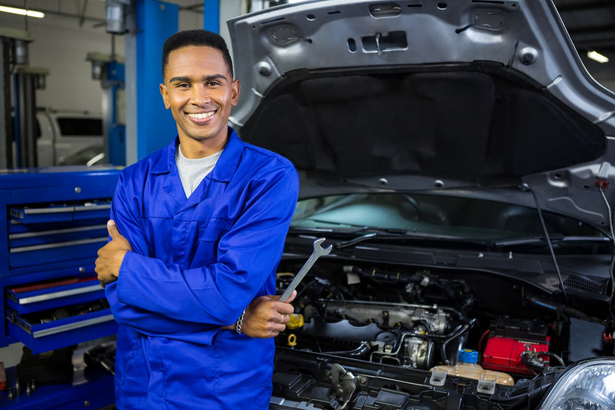 Mechanic working on a car